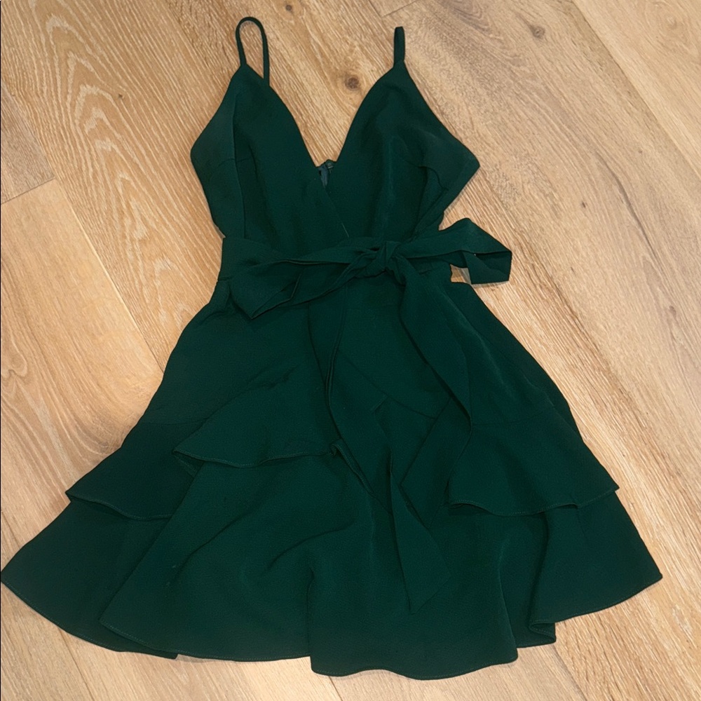 Showpo Deep Green Ruffle Mini Dress